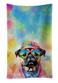 Pug Hippie Dawg Kitchen Towel Dish Cloths Guest Hand Towel Decorative Bathroom Towel for Face,Tea, Dishcloth, Kitchen and Bath