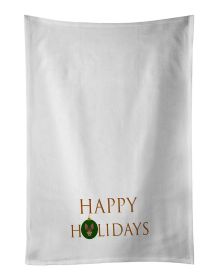 NEW Fox Terrier - Miniature - Dog Face Happy Holidays Christmas Kitchen Towel Set of 2 White Dish Towels Decorative Bathroom Hand towel for Hand,