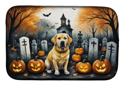 Yellow Labrador Retriever Spooky Halloween Dish Drying Mat Absorbent Dish Drying Mat Pad for Kitchen Counter Dish Drainer Mat for Countertop, 14