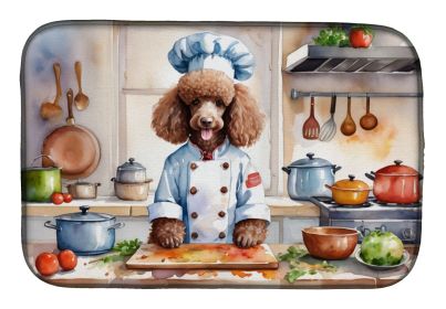 Chocolate Poodle The Chef Dish Drying Mat Absorbent Dish Drying Mat Pad for Kitchen Counter Dish Drainer Mat for Countertop, 14 x 21", Multicolor
