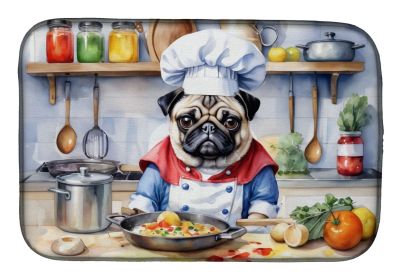 Pug The Chef Dish Drying Mat Absorbent Dish Drying Mat Pad for Kitchen Counter Dish Drainer Mat for Countertop, 14 x 21", Multicolor