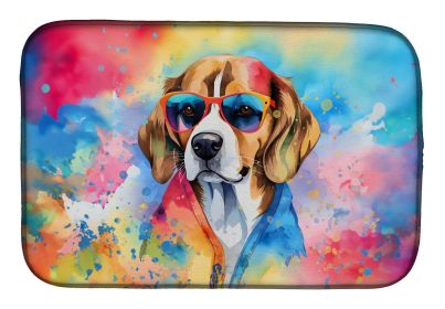 Beagle Hippie Dawg Dish Drying Mat Absorbent Dish Drying Mat Pad for Kitchen Counter Dish Drainer Mat for Countertop, 14 x 21", Multicolor