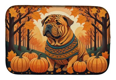 Shar Pei Fall Dish Drying Mat Absorbent Dish Drying Mat Pad for Kitchen Counter Dish Drainer Mat for Countertop, 14 x 21", Multicolor
