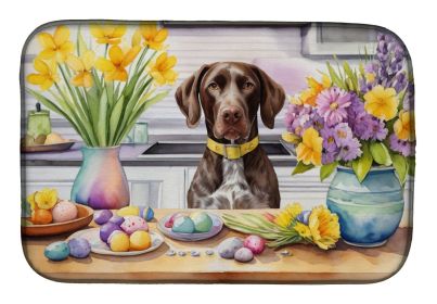 Decorating Easter German Shorthaired Pointer Dish Drying Mat Absorbent Dish Drying Mat Pad for Kitchen Counter Dish Drainer Mat for Countertop